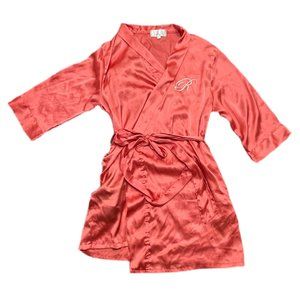 Sandy Waters Salmon Pink Satin Lightweight Robe With Belt And Side Pockets M/L